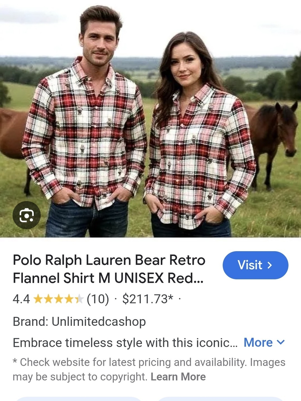 Polo Ralph Lauren Bear Retro Flannel Shirt NWOT